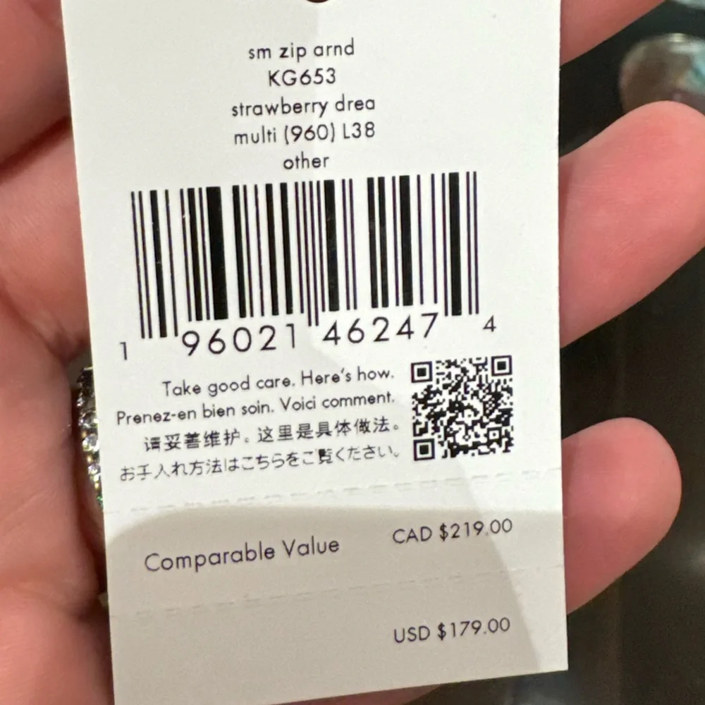 ♠️kate spade Strawberry Dreams Small Zip Around Bifold Wallet NWT - Picture 5 of 6